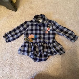 Mudpie Flannel Bodysuit w/ ruffle